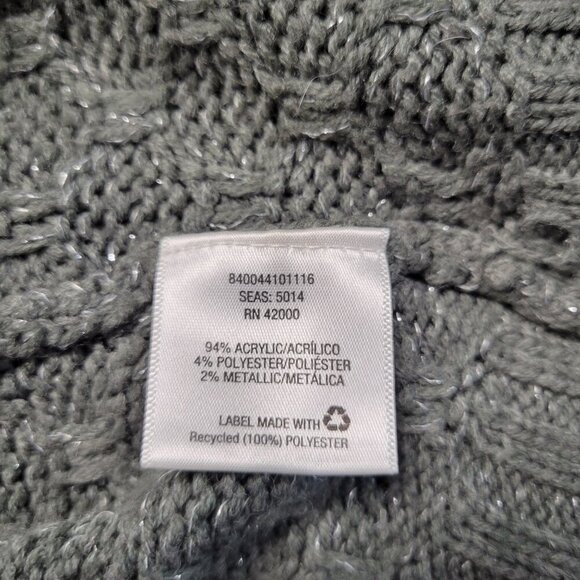 Attention Medium Metallic Gray Medium Weight Longsleeve Open Waterfall Cardigan - Picture 10 of 11